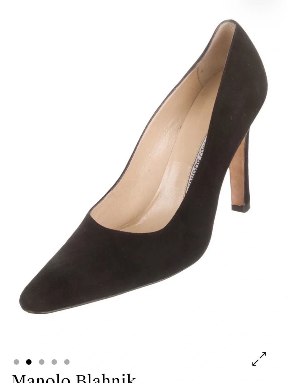 Manolo Blahnik Black Suede Pointed Pump with High Heel